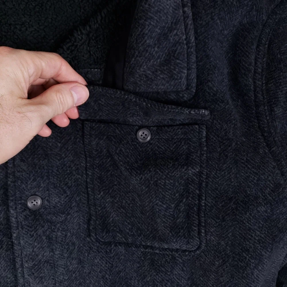 Rugged Element Shirt Jacket Men XXL Herringbone Sherpa Lined Fleece Shacket Gray